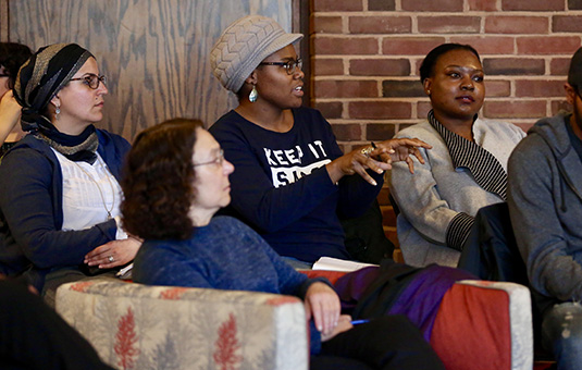 Students talking at discussion