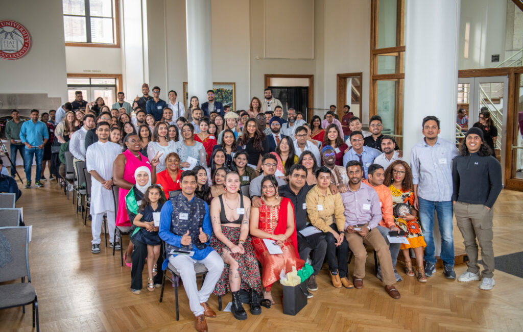 Group of students at international graduation celebration