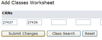 screen shot of add classes worksheet