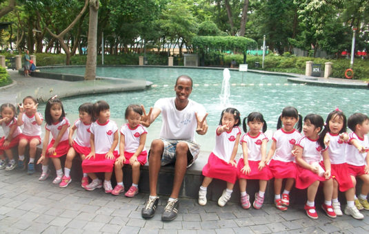 clark student with children from namibia