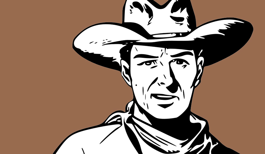 Drawing of cowboy with 10-gallon hat