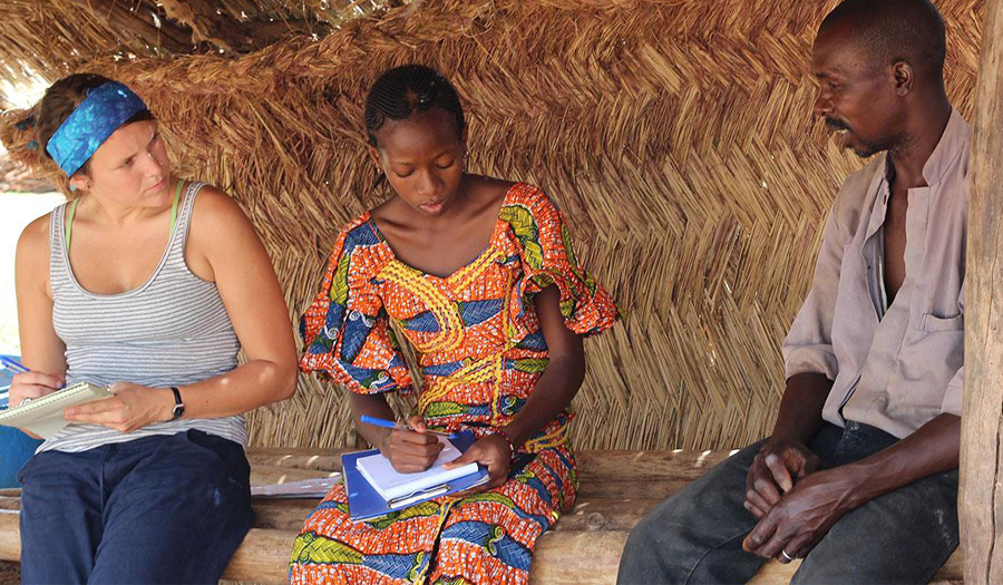 Student conducting a survey in Africa