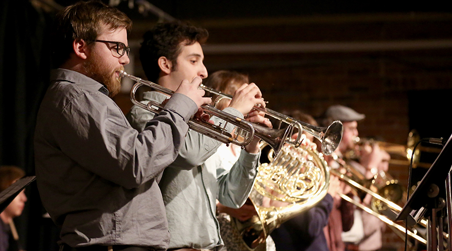 Brass band playing trumpets