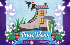 graphic of boot and fairies for pride week 2024