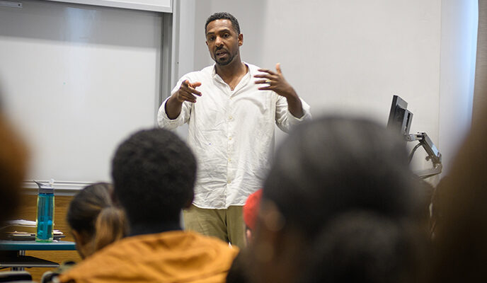 Ousmane Power-Greene giving a lecture