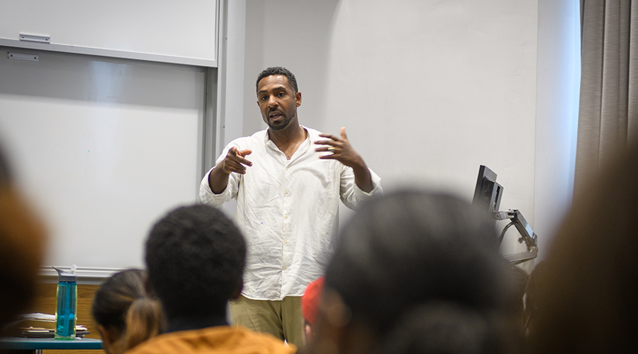 Professor Ousmane Power-Greene lecturing class