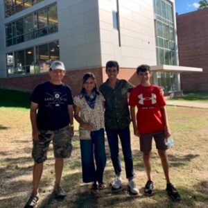 Adam Jamal '22 with family on move-in day