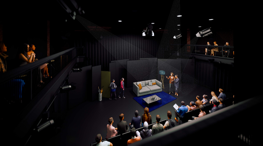 Balcony view of Black Box Theater rendering