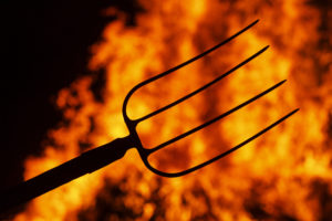 hell fork on the background of fire