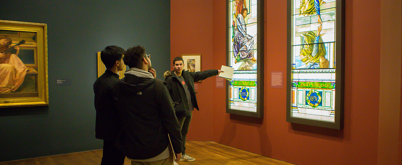 students reviewing art work in Worcester Art Museum