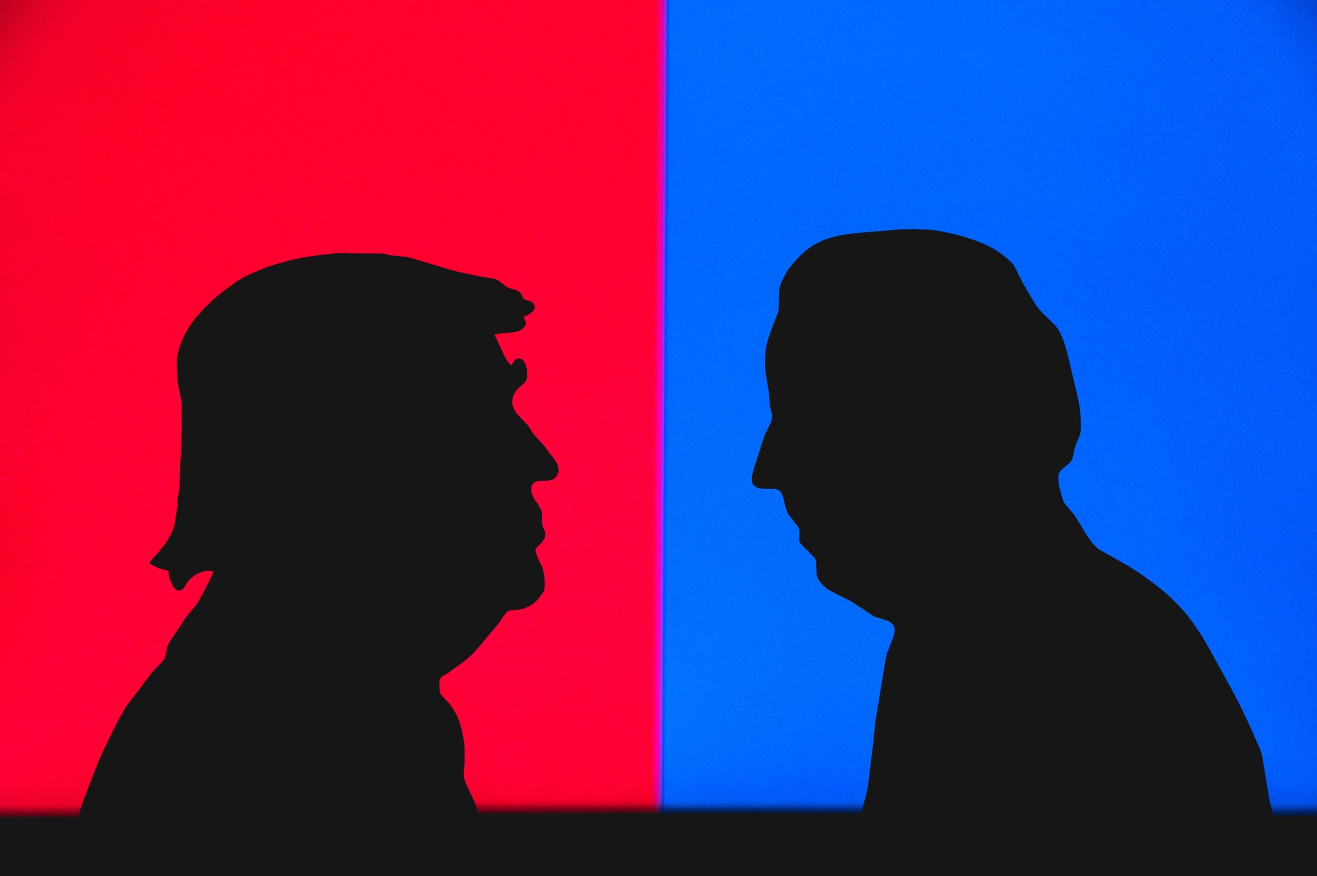Silhouettes of Donald Trump and Joe Biden