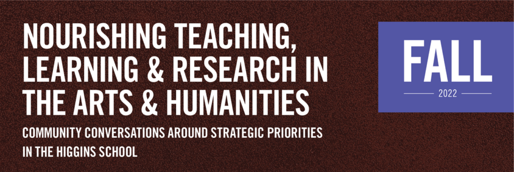 Burgundy logo that says Nourishing Teaching, Learning & Research in the Arts & Humanities