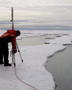 Karen Frey on ice in Arctic