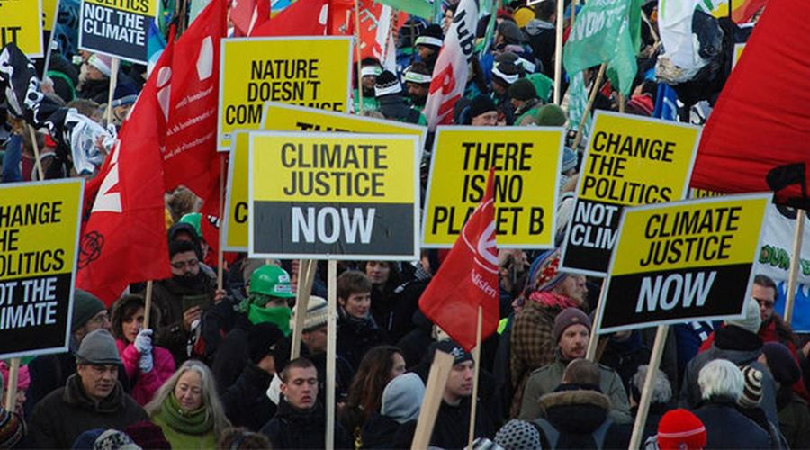 Protesters advocating for climate change refo