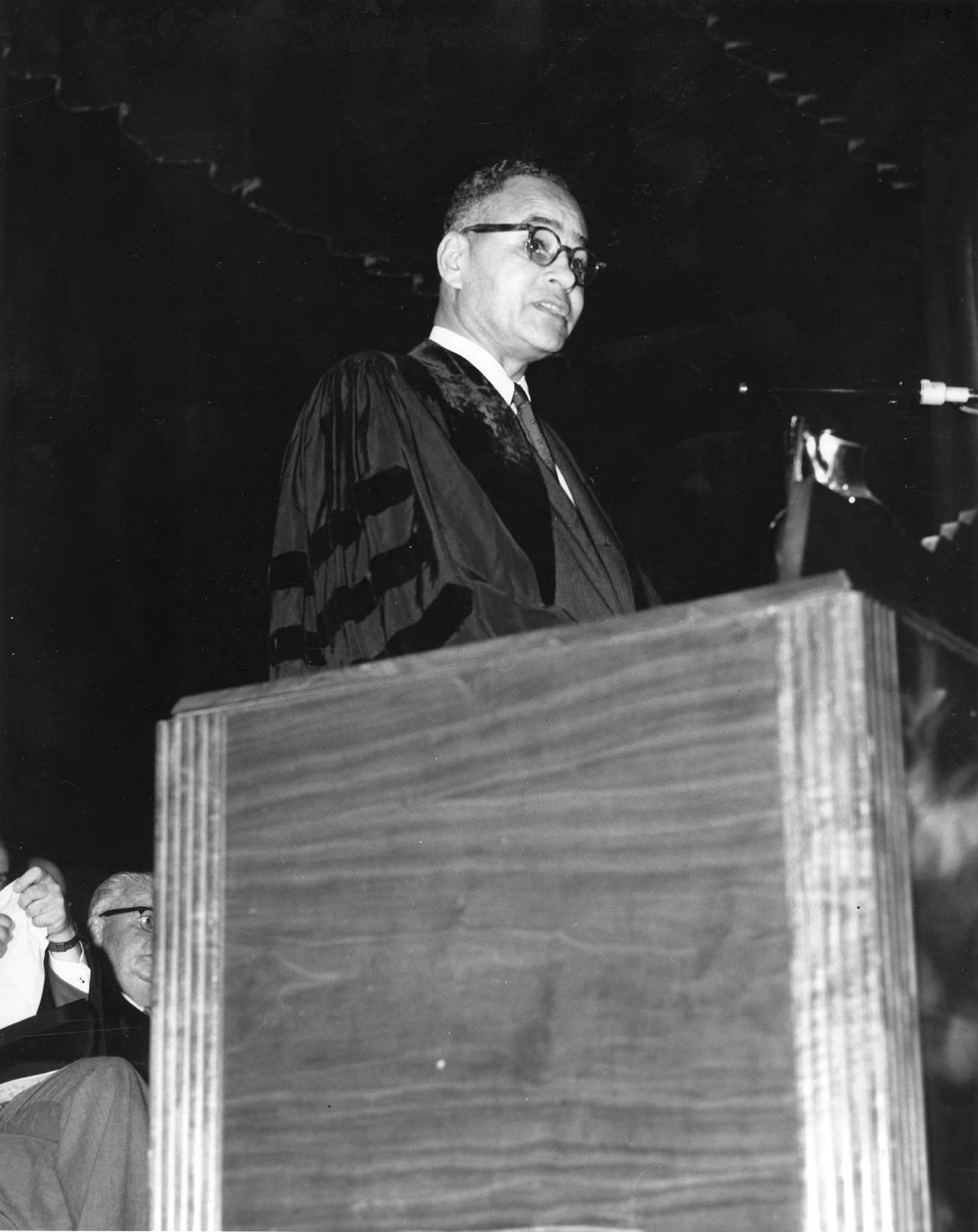 Ralph Bunch receiving honorary degree from Clark University