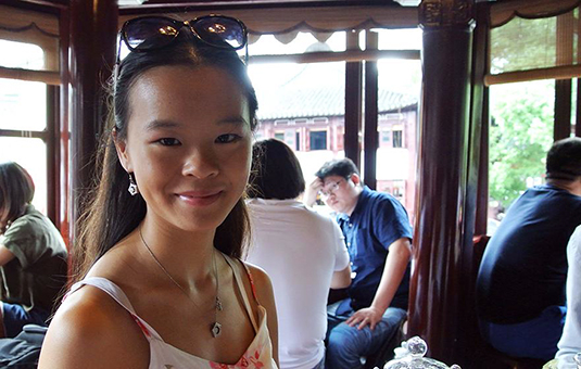 Student in restaurant in Shanghai