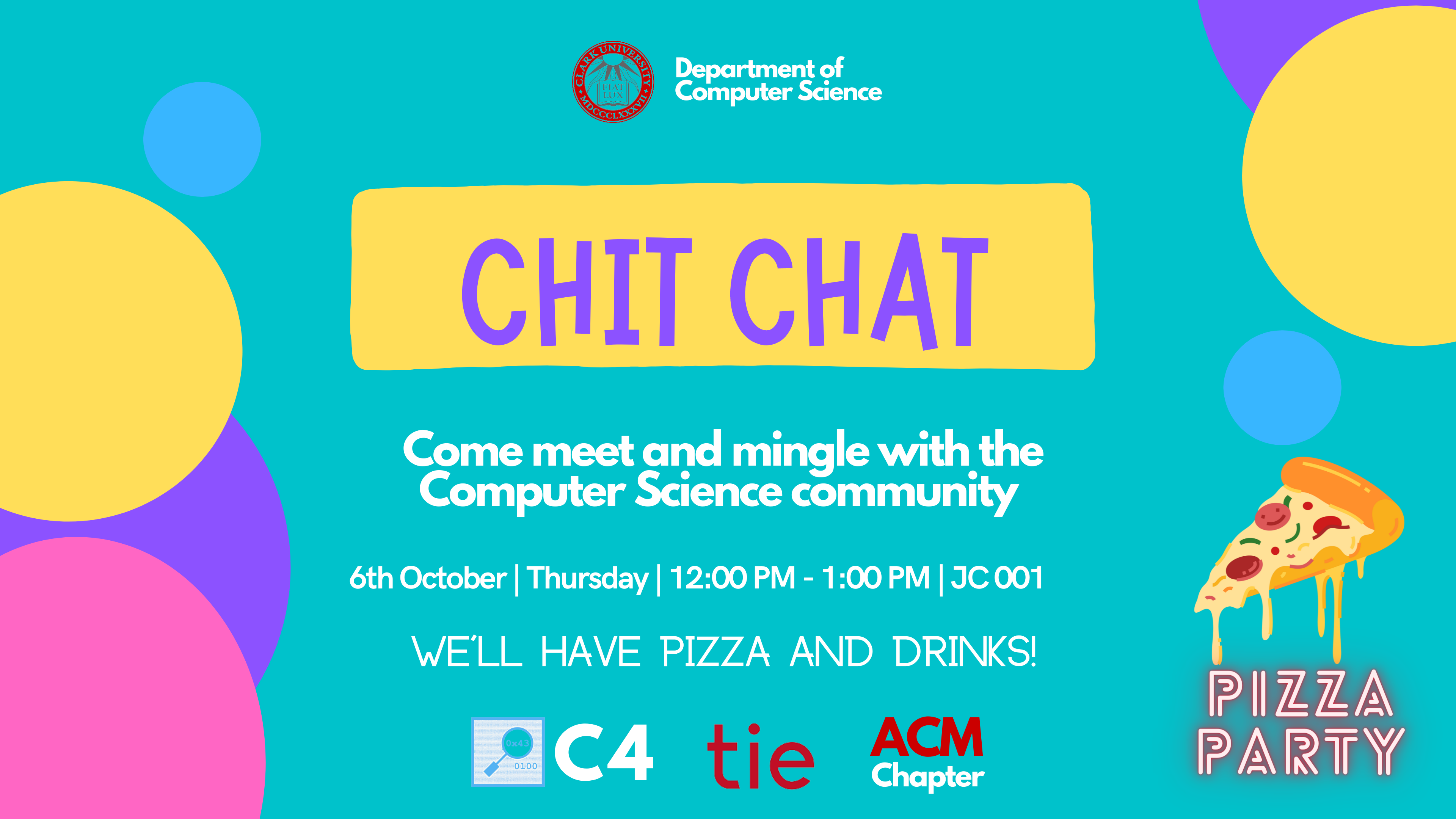 Chit Chat Event on Oct 6th 12 - 1 PM in JC 001