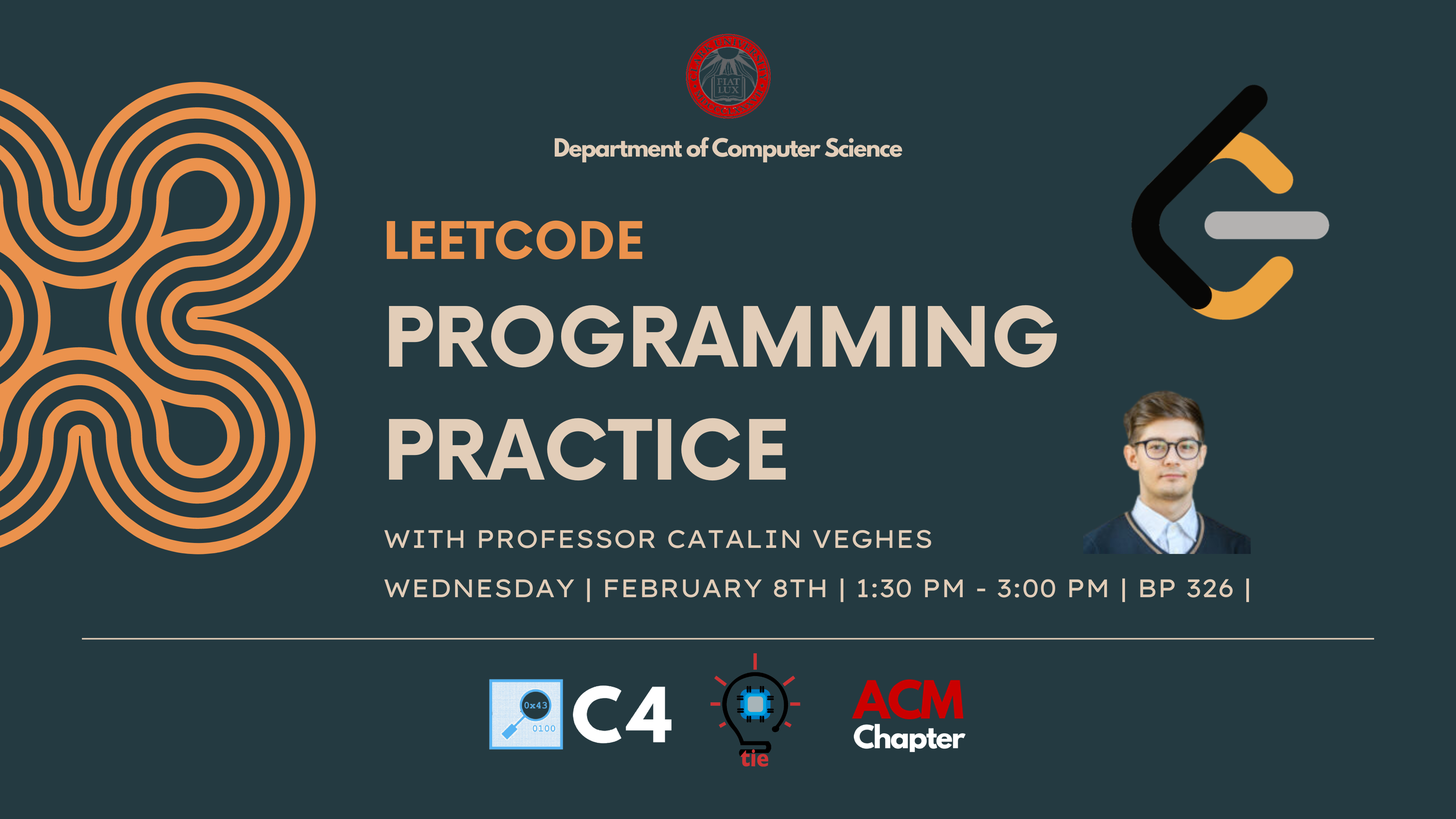 LeetCode Programming Practice Flyer for 02/08 at 1:30 PM in BP 326