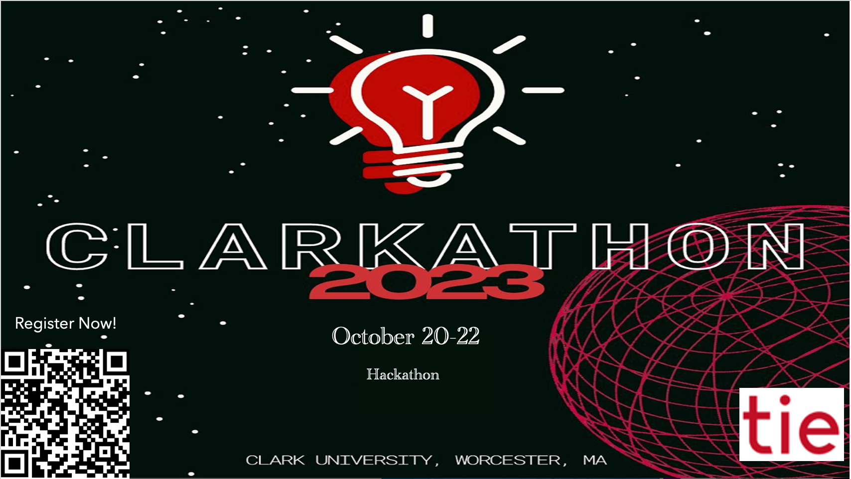 Clarkathon - A hackathon being hosted by ClarkTIE from Oct 20 to Oct 22.