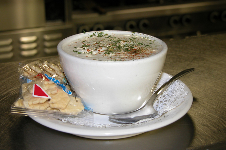 a cup of clam chowder