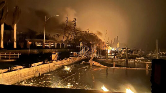 Fire damage at Lahaina waterfront