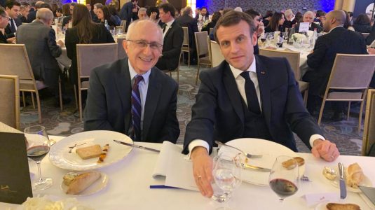 Taner Akcam with French President Emmanuel Macron