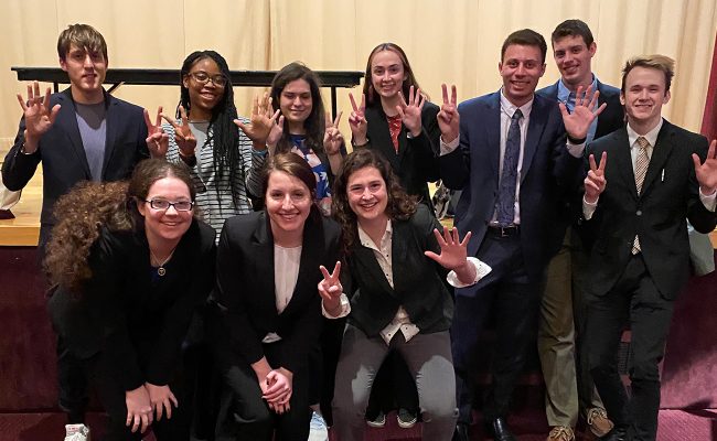 The Mock Trial B team earns an at-large bid to the sub-national tournament at Princeton