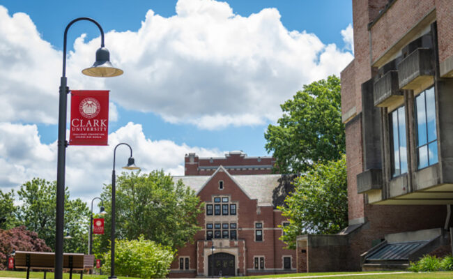 Atwood Hall with Clark banner