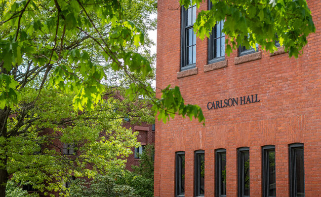 Carlson Hall signage on front of building