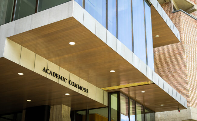Gordan Library - academic commons sign