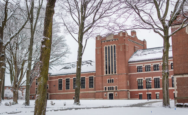 Jefferson academics center in winter