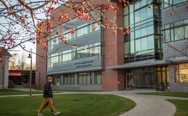 Lasry Center for BioSciences student walking upfront