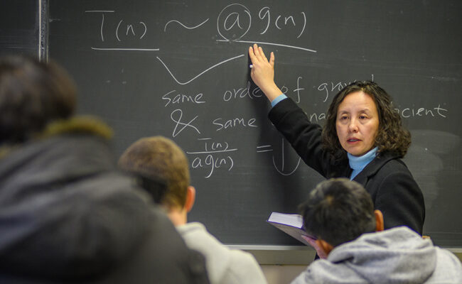 Li Han, Professor teaching class in math physics building