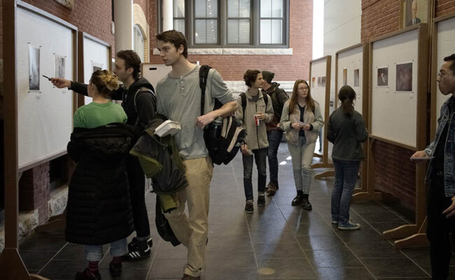 Traina Center for Arts - students in hallway