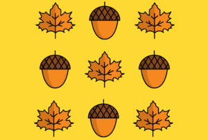 Graphic with acorns and leaves
