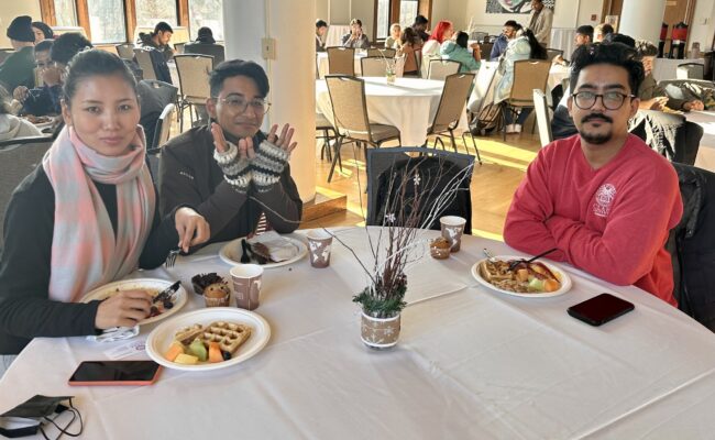 students at a table