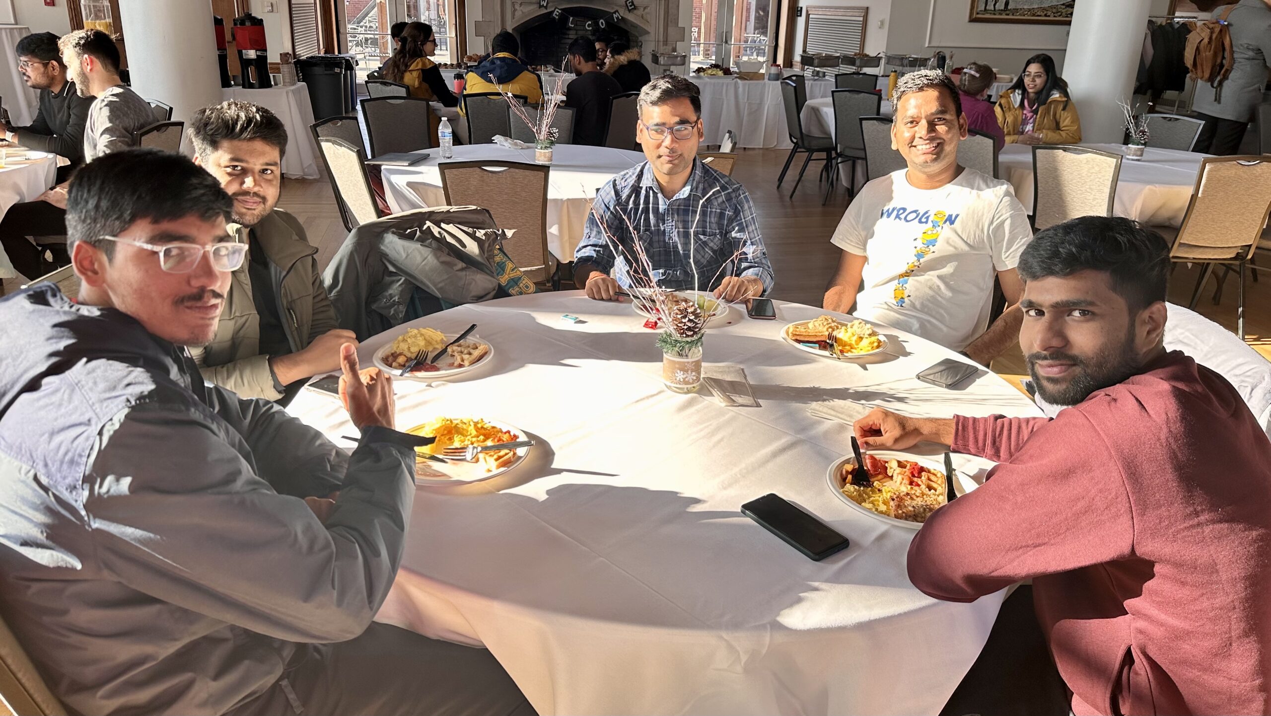 students at a table