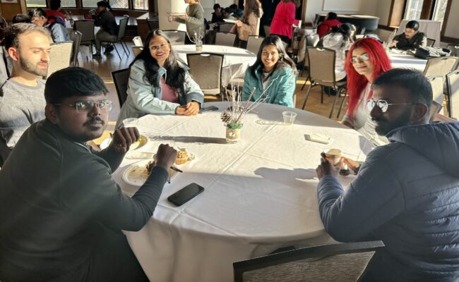 students at a table