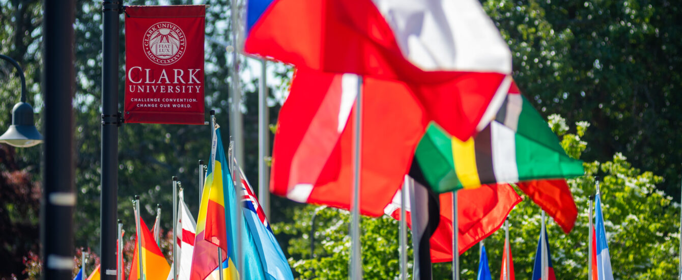 international flags on campus