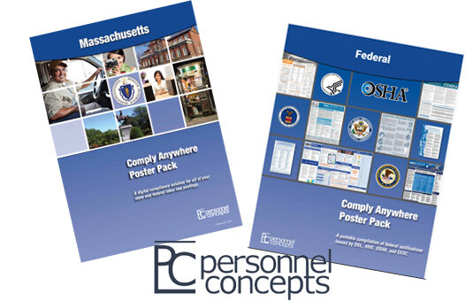 personal concepts logo with posters of two covers of pamphlets as examples