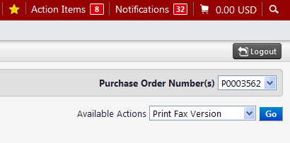 Print fax version of purchase order