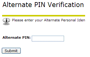 screen shot of alternative pin verification