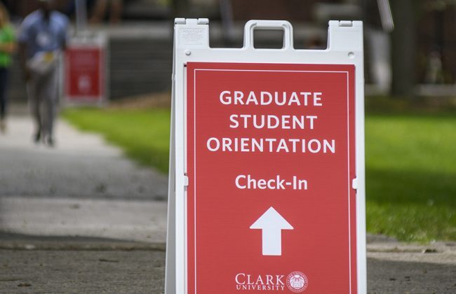 Graduate student orientation sign