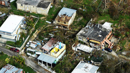 Damaged houses in Puerto Rico after Hurricane Maria