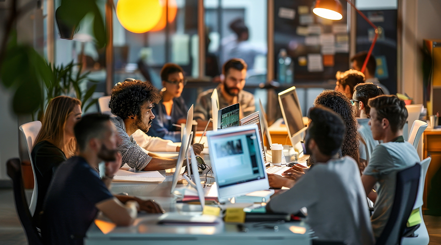 IT professionals gathered around table