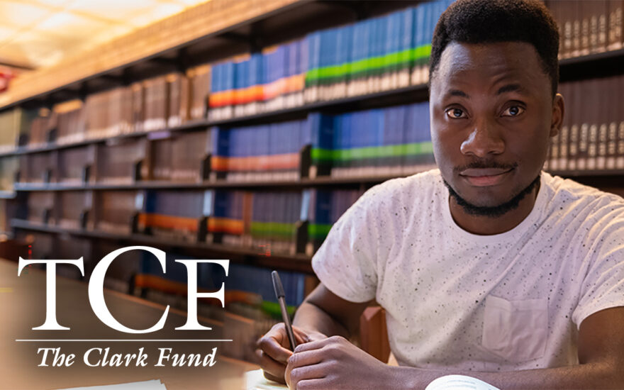 Emanuel featured student with The Clark Fund logo