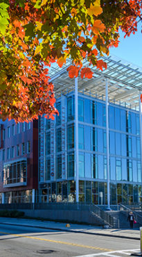 ASEC building with fall foliage
