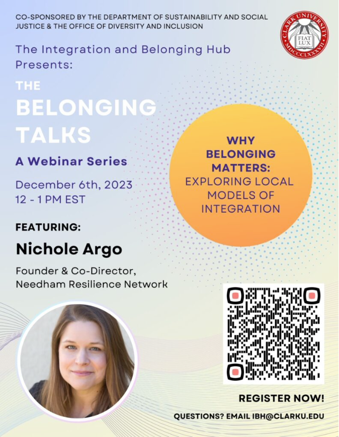 Flyer for Integration and Belonging Hub event