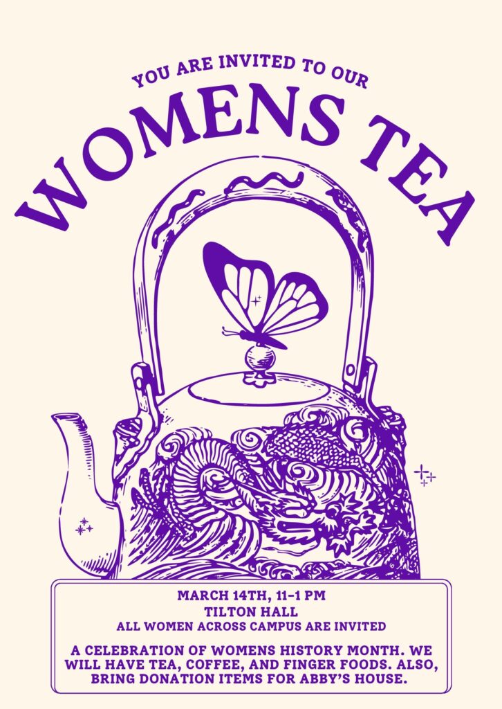 Women's Tea poster showing a butterfly on a tea kettle
