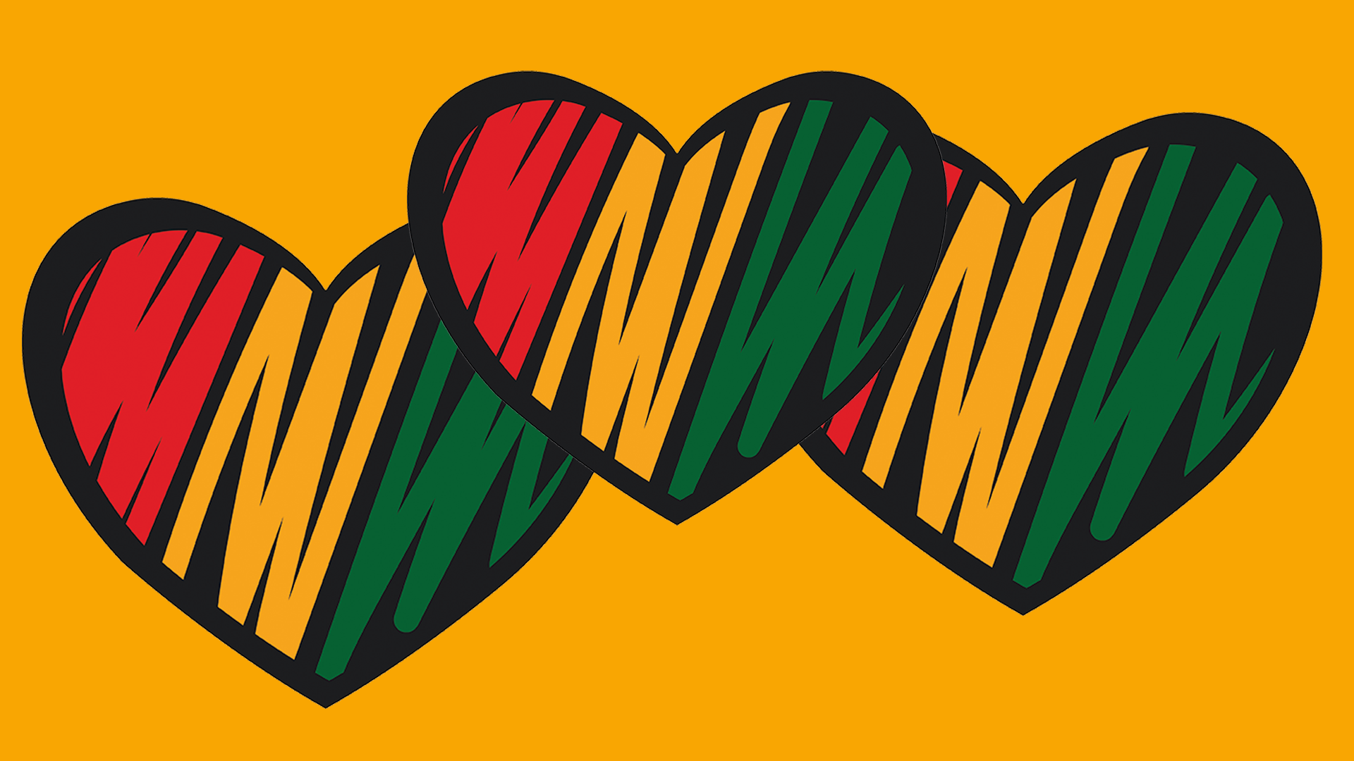 Doodle heart with African Union flag colors